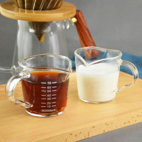 70 Ml Heat-resistant Glass Espresso Measuring Cups Double Glass Mouth Scales Mugs Measure Milk Kitchen For Home Jug Handle Y0X3