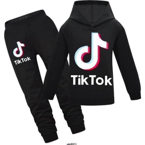 Tik Tok Kids Sweatshirt Hoodies Pants 2pcs Sets Print Baby Girls Hoodies Tik Tok Children Cartoon Clothing