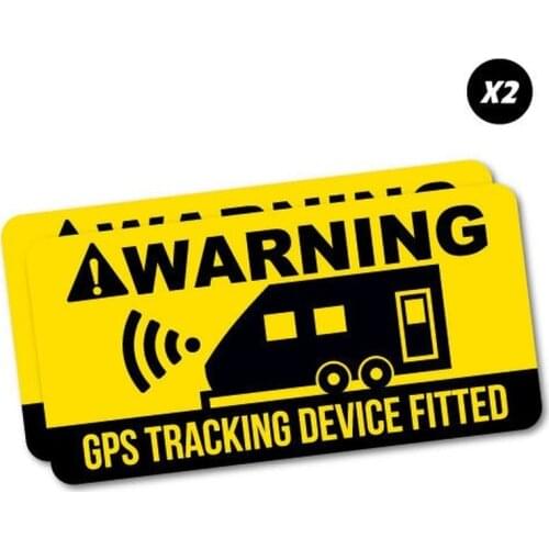10cm*5cm 2PCs Warning Caravan Gps Tracking Stickers, Vinyl Decals