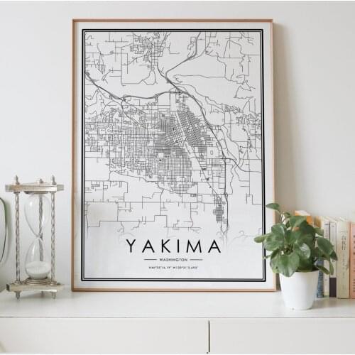 YAKIMA Washington WA USA city map Nordic Living Room Decoration Canvas Poster Modern Home Decor Art Print Painting