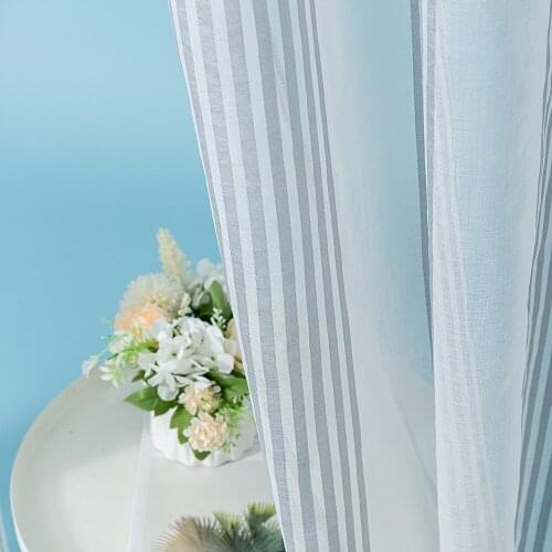 Custom Design Vertical Stripes Tulle Sheer Window Curtains for Home Living Room Bedroom Decoration in the Kitchen Cafe Curtain