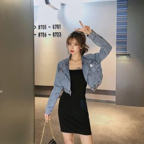 Temperament Trend Women Denim Jackets 2021 Spring Korean Style Turn-Down Collar Cropped Jacket Female Top Fashion Wild Jean Coat
