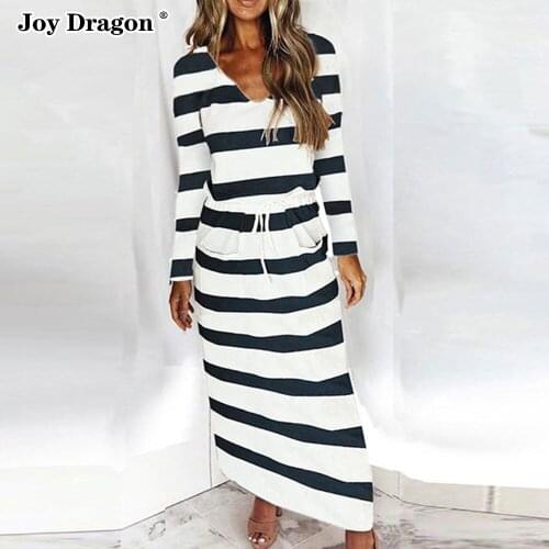 Women Striped Dresses Long Sleeve Slim Fit Lace Up Autumn Dress 2021 New Party Casual Daily Bodycon Female Clothing Plus Size