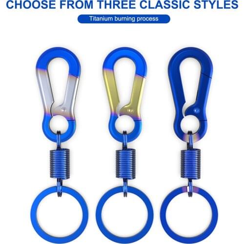 1PCS Motorcycle Titanium Keychain Simple Strong Carabiner Shape Stainless Steel Car Keychain Gold AlloyHook DIY Key Chain Rings