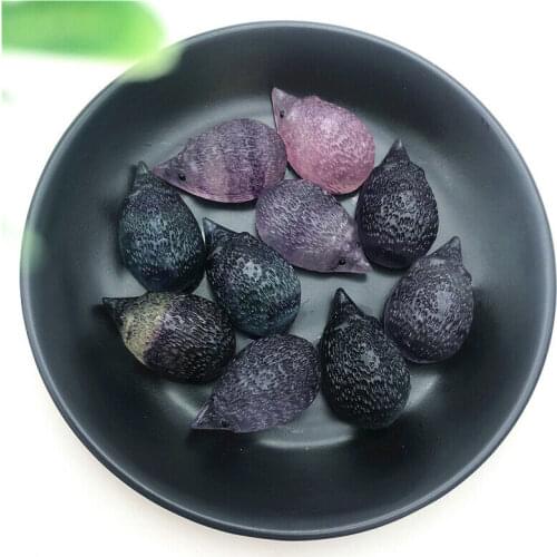 1pc Natural Fluorite Hedgehog Quartz Hand-Carved Crystal Animals Healing Random Natural Stones and Minerals