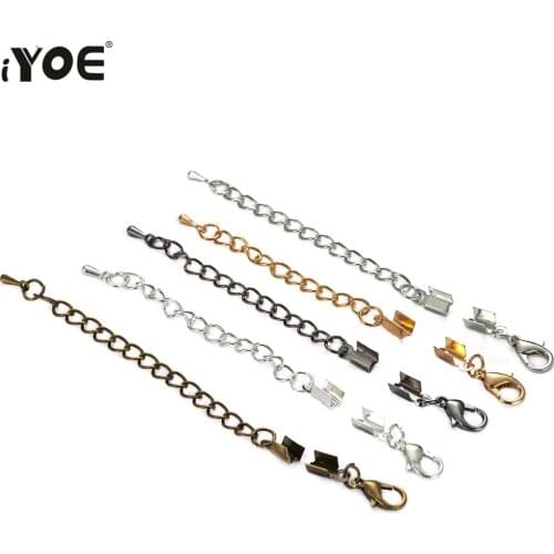 10pcs/Lot Stainless Steel Cord End Fastener Clasps Extension Tail Chain Lobster Clasp Hook Connector For Jewelry Making Bracelet