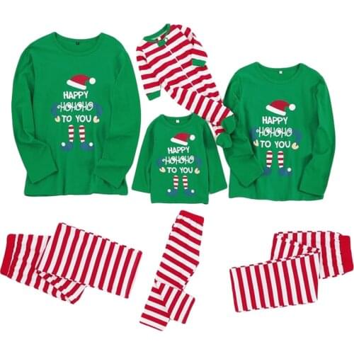 2021 Matching Family Clothes Mom Dad Daughter Son Pajama Set Mommy And Me Sleepwear Christmas Tops Stripe Pants Boys Girl Pajama