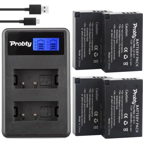 4Pcs Probty LP-E17 LP E17 Battery + LCD Dual Charger for Canon EOS 750D 760D 8000D M3 M5 Rebel T6i T6s KISS X8i Digital Camera