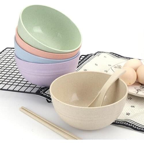 4pcs Large Capacity Plastic Bowls Salad Bowl Food Serving Noodle Rice Soup Bowls Container Kitchen Tableware Set