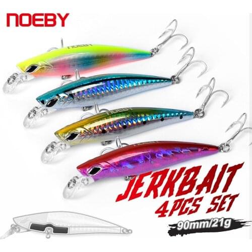 NOEBY 4Pcs Fishing Lure 90mm 21g Sinking Minnow wobblers for Winter Fishing Artificial Hard Bait Tackle 2020 Fishing Lure