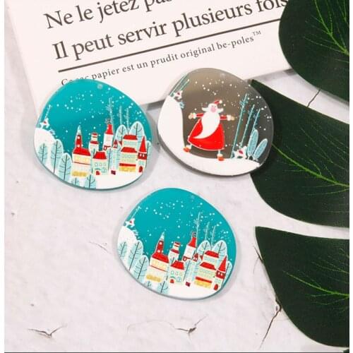 4pcs Winter style 3D printing Father Christmas Charms Acrylic Snow Scene Pendant Earring DIY Jewelry Accessories