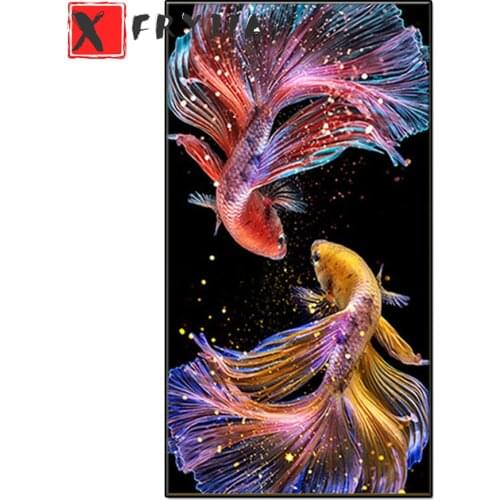 Big size 5D DIY Diamond Painting Full Round square diamond Fish Art Kit Diamond Embroidery Mosaic Animal Decorations Home decor