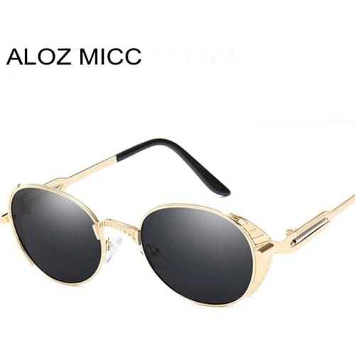 ALOZ MICC Vintage Womens Oval Sunglasses Men Steampunk Metal Frame Eyeglasses de soleil Femme zonnebril UV400 Q92