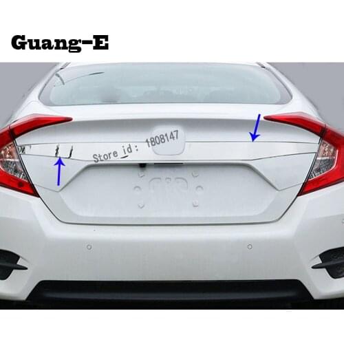 Car Sticker Styling Rear License Plate Door Trunk Tailgate Plate Trim Lamp Hoods 1pcs For Honda Civic 10th Sedan 2016 2017 2018