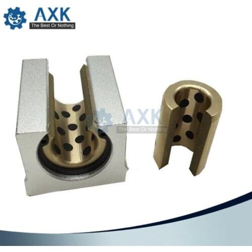 AXK SBR12 16 20 25 30 35 40 50UU (1PCS) Graphite copper sleeve oil-free copper bearing bearing slider dustproof SBR16UU SBR20UU