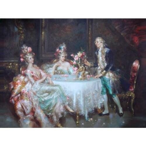 Free shipping classical noble wine canvas prints court figures dame oil painting printed on canvas wall art decoration picture
