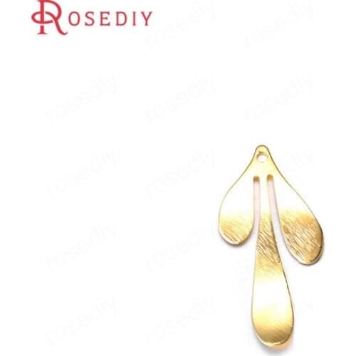 C838)10 pieces 17x36mm 24K Gold Color Brass Tree Leaf Leaves Charms Pendants High Quality Diy Jewelry Findings Accessories