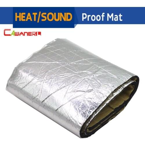 Cawanerl 120CM X 100CM Car Hood Engine Firewall Heat Mat Deadener Sound Insulation Deadening Material Aluminum Foil Sticker