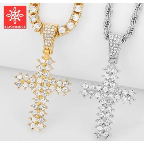 Men Women Alloy Hip Hop Iced Out Ankh Cross Pendant Tennis Chain CZ Egyptian Key Of Life Pendant&Necklace Jewelry Gift