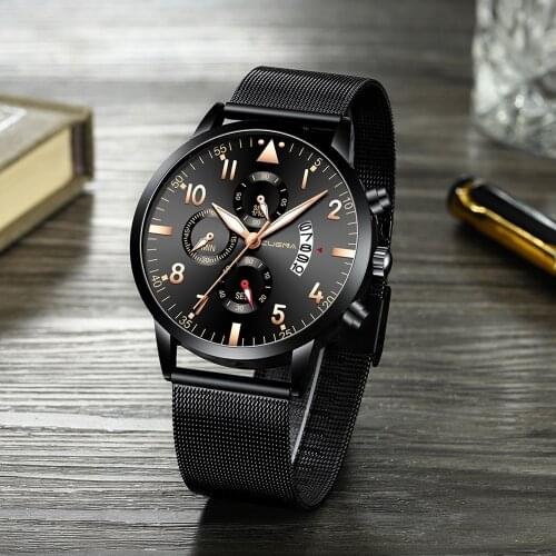 CURREN Watch Men Fashion Business Watches Mens Casual Waterproof Quartz Wristwatch Black Mesh Clock Relogio Masculino