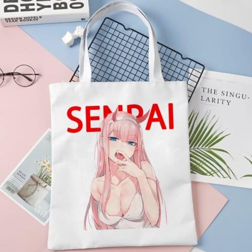 Darling in the Franxx shopping bag tote cotton recycle bag reusable shopping bolsas de tela bag boodschappentas tote sacolas