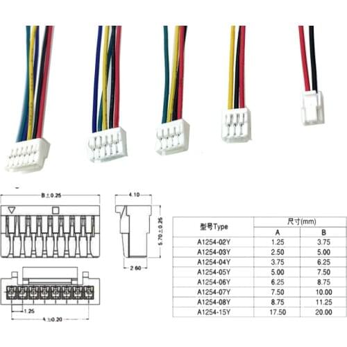 GH1.25mm Female Connector Terminal Cable 15cm 2p 3p 4p 5p 6p Single Head