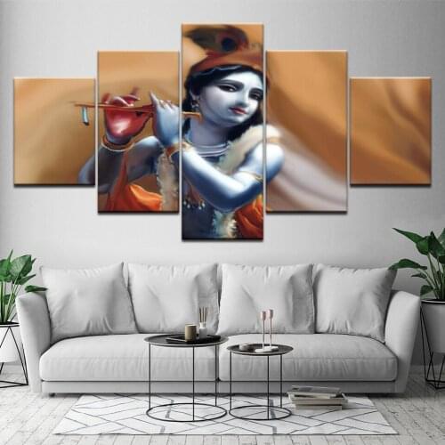 Framed HD Print 5 pcs canvas wall art God Of India Shiva painting home decor wall art picture for living room decor Artwork