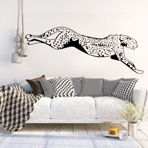 Art Wall Sticker Nature Animals Decor Jumping Decoration Cheetah Leopard Predator Jungle Mural Poster Removeable Decal LY129