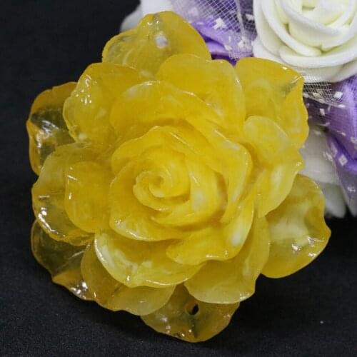 Factory outlet exquisite flower pendant imitation yellow resin beeswax synthetic lvory fit diy chain necklace jewelry 2pcs B1878