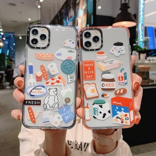 Kawaii Foodie Silicone Phone Case For iPhone 11 12 Pro Max Mini XR X XS Max 78 SE2020 Cute Dirt-resistant Anti-knock Soft Cover