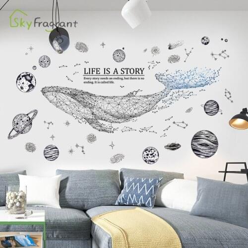 Creative geometric whale wall stickers living room sofa background wall decor bedroom self-adhesive sticker home decoration