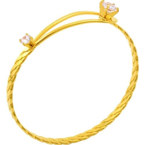 MJB0499 Twist Wire Wrap Bracelet Clear Zircon Inlay Fashion Women 2017 Bangle