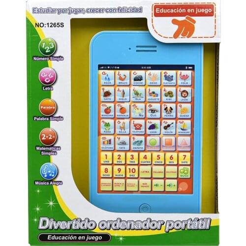 Multi Functional Spanish Learning Pad Kids Tablet Numbers Letters Shapes Early Education Toys for Children Baby Laptop