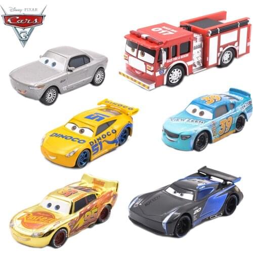 All Series Disney Pixar Cars 3 Metal Car Toy Lightning McQueen Black Storm Jackson Model Fire Truck School Bus Car Boy Toy Gift