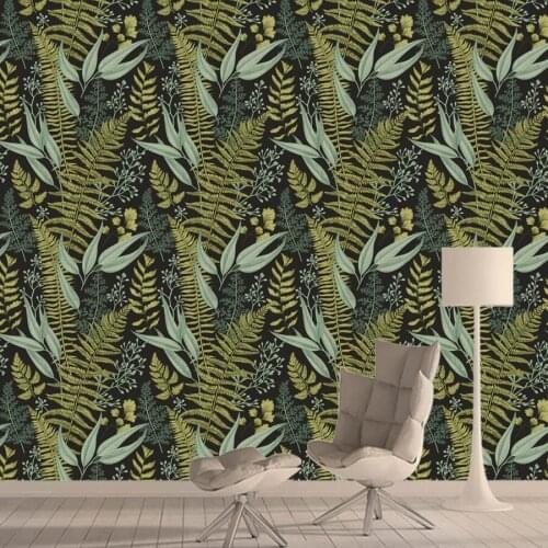 Custom Wall Papers Home Decor 3d Wallpapers for Living Room Nordic Jungle Leaf Bathroom Cafe Floor Self Adhesive Murals Rolls