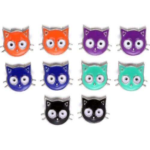 10pcs/lot New 12mm Snap Button Jewelry Oil Painting Cat 12mm Snap Buttons Fit DIY 12mm Snap Bracelet Bangle Jewelry Making