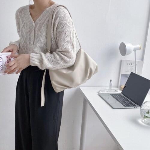 2021 New Fashion Solid Color PU Leather Shoulder Messenger Bag Casual Crossbody Bags Women Handbags Totes Bag Soft Underarm Bag