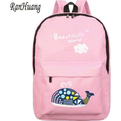 New 2017 Preppy Style Women Cartoon Printing Backpack Casual Canvas Backpack Cute Elephant School Bags For Teenage Girls A640