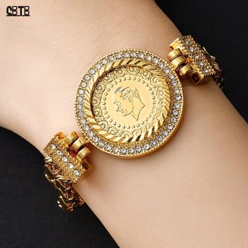 Woman New Religion Belief Middle East Muslim Crystal Bracelet Arab Fashion Charm Jewelry Turkish Coin Bracelet Accessories Gift