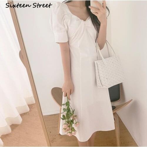 Harajuku dress chic V neck design slim puff sleeve dress for women Korean fashion clothing vestido de mujer y2k dress sexy 2021