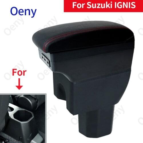 For Suzuki IGNIS Armrest Retrofit parts Interior Storage box 3USB LED Simple installation Car Armrest box