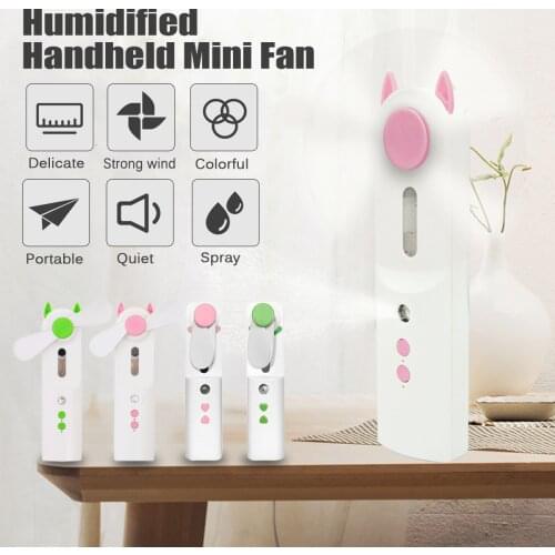 Portable 2 In 1 Mini Fan Humidifier USB Rechargeable Handheld Fan Water Spray Mist Fan Face Steamer Air Conditioner for Outdoor