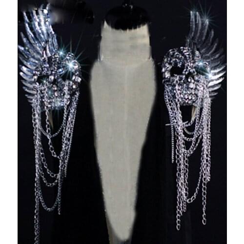 Birthday Party Wear gift Stage man Angel Skull Shoulder wear Dancer Stage Show Celebrity Runway Burning Man Outfit