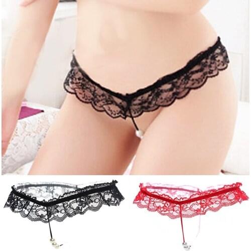 Sexy Hollow Lace Pearl Panties for Women G String Sexy Pearl Thongs Sexy Briefs Erotic Sex Lingerie Flirting Sex Games Sex Toys