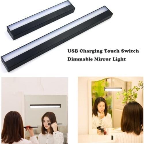 USB Charging Touch Switch Dimmable Night Light Mirror Lights Long Strips Aluminum Wall Lamp For Cabinet Bedside Bathroom Kitchen