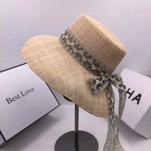 Summer new ceiling fisherman hat female Hepburn windy eaves elegant sunhat ribbon basin restoring ancient ways bucket hats