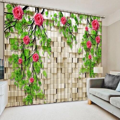 Brick curtains photo Blackout Window Drapes Luxury 3D Curtains For Living room Bed room Office
