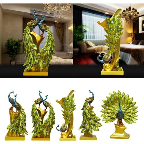 Modern Peacock Figurine Sculpture Ornament Statue Cabinet Decoration Artwork