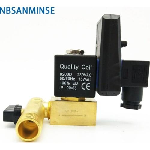 SR-C-15 Electronic Drain Valve 1/2 " 1.6Mpa Air Compressor Brass Valve DC24V , DC12V, AC220V , AC110V Drainer NBSANMINSE