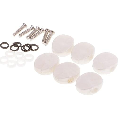 Tooyful Set of 6 Pearl-white Color Tuning Peg Tuning Key Button Machine Heads for Acoustic Electric Guitar Parts